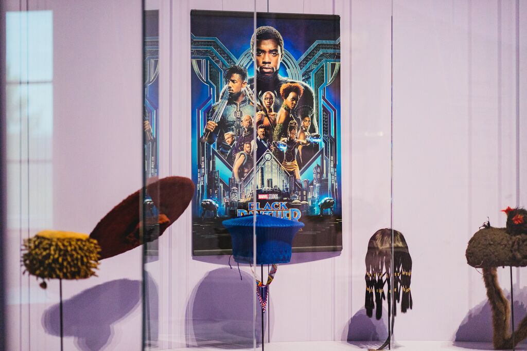 Various African hats and wigs