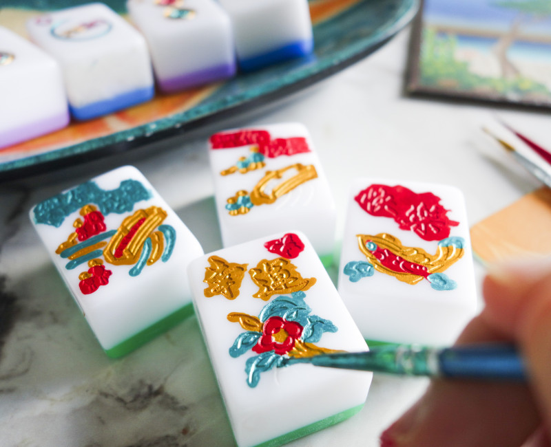 Mini jeu de Mahjong chinois portable avec boîte de rangement jeu de