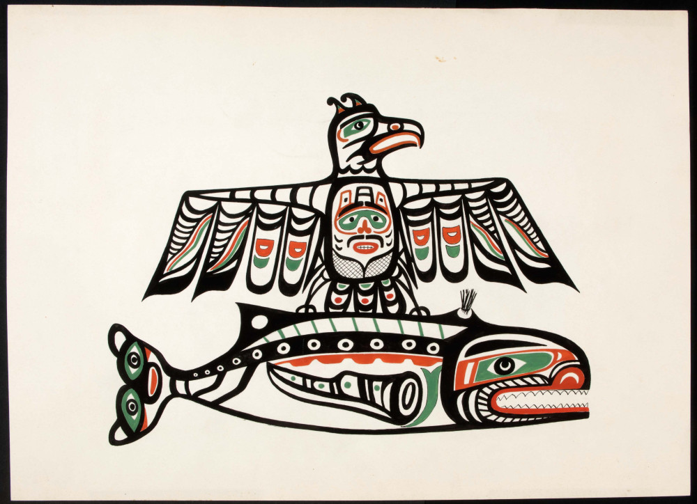 De strijd tussen de dondervogel en de orka, onbekende maker, Northwest Coast, voor 1963. (TM-3842-1412)