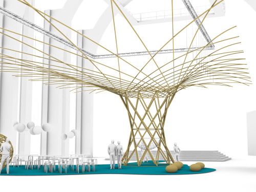 Ontwerp bamboe toren, 2026 ©Bamboobuilds & Studio Akēka
